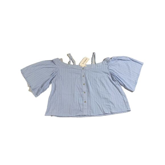 Women's b.original By Shoe Fly‎ Cold Shoulder Button Down Top Blue Size L - Picture 1 of 6